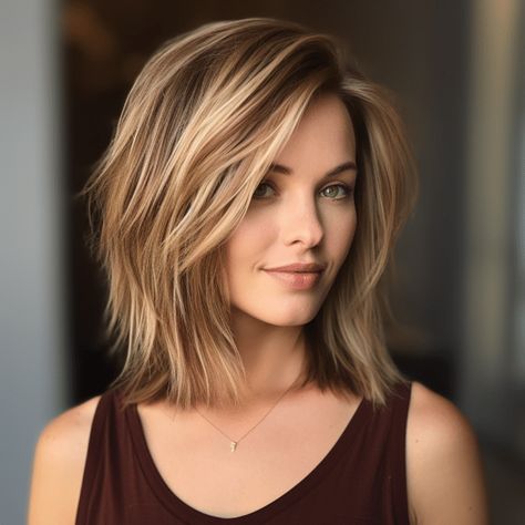 Medium Length Hair With Blonde Highlights, Womens Haircuts Medium, Haircuts For Medium Length Hair, Layered Haircuts For Medium Hair, Birthday Hair, Shoulder Length Hair Cuts, Hair 2024, Haircuts For Medium Hair, Penteado Cabelo Curto