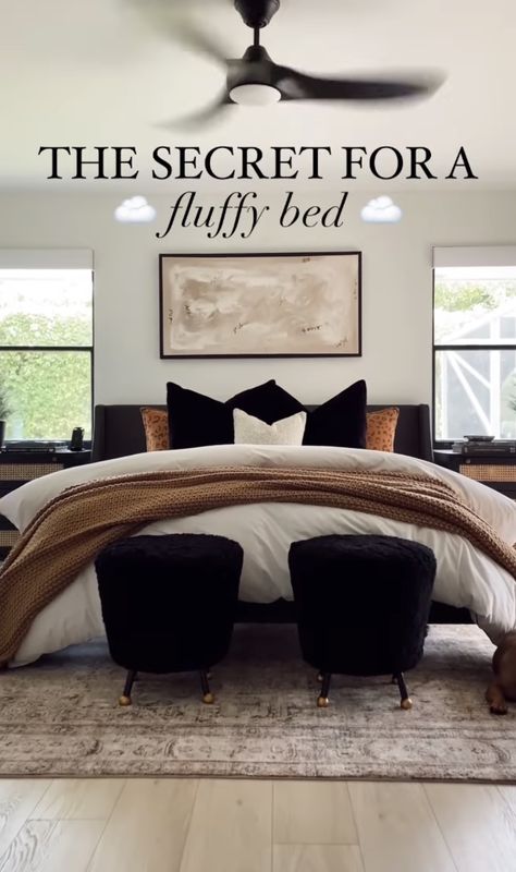 Dark Beige Bed Frame, Gold Black And Cream Bedroom, Black White And Beige Bedroom Modern, Sophisticated Bedroom Women, Black White And Brown Bedroom, Black White And Tan Bedroom, Black And Beige Bedroom Ideas, Beige And Black Bedroom Ideas, Black And Rust Bedroom