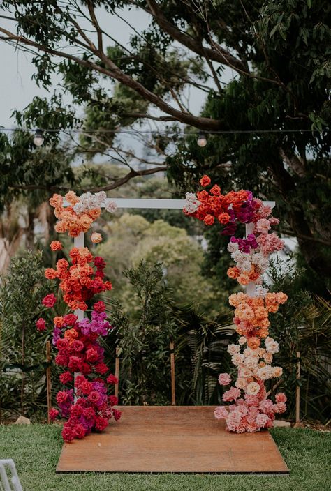 Festival Bride, Wedding Colour, Bright Wedding, Sydney Wedding, Orange Wedding, Floral Arch, Ceremony Backdrop, Wedding Mood, Colour Board