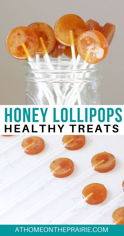 Honey Lollipops, Honey Snacks, Homemade Lollipops, Honey Pops, Hard Candy Recipes, Lollipop Recipe, Healthy Candy, Too Much Sugar, Honey Candy