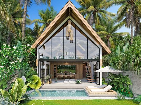 Modern Tropical Villa - Bali, Indonesia Balinese Villa, Bali Architecture, Bali Style Home, Small Villa, Bali House, Rest House, Resort Design, Bali Fashion, Tropical House