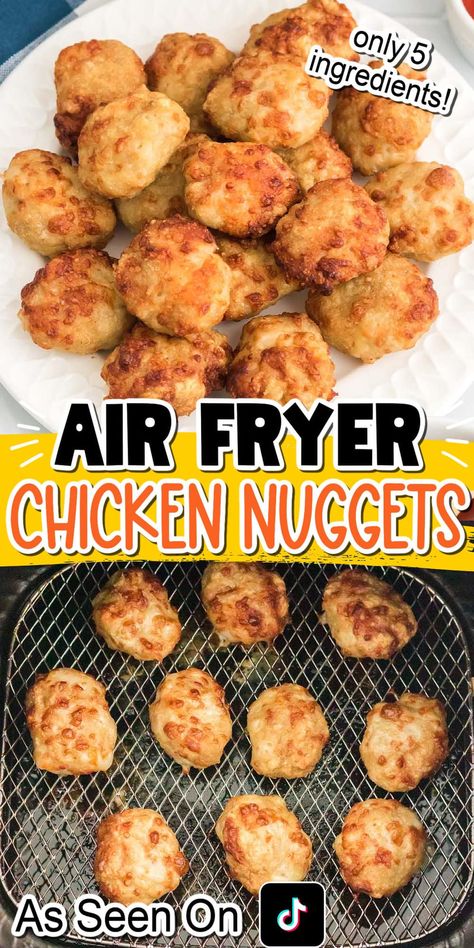 Shredded Chicken Nuggets Air Fryer, Airfry Chicken Nuggets Recipe, Air Fryer Chicken Nugget Recipes, 3 Ingredient Air Fryer Chicken Nuggets, Air Fryer Chicken Nuggets Homemade With Canned Chicken, Chicken Nugget Ground Chicken, Chicken Nugget Meal Prep, Keto Air Fryer Chicken Nuggets Canned Chicken, 3 Ingredient Chicken Nuggets Air Fryer