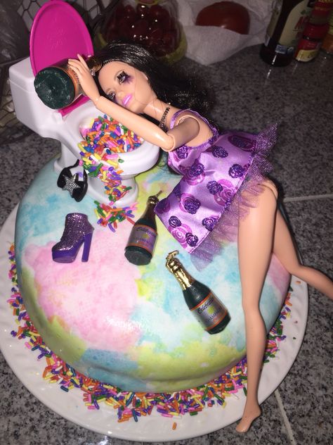 Birthday Cake 21, Kylie Jenner Birthday Cake, Drunk Barbie Cake, 21st Bday Cake, Barbie Birthday Cake, Birthday 21st, 21st Bday Ideas, 21st Cake, 21st Birthday Cakes