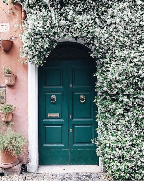 Curb Appeal Inspiration, Green Inspiration, Green Door, Garden Care, Beautiful Doors, Door Color, Green Aesthetic, Beautiful Interiors, Elle Decor