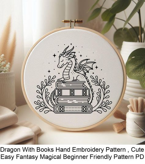 Get a Lifetime Access to All of Our Current and Future Designs here! (600+ Patterns!) - https://embroideryoceans.etsy.com/listing/1675427039 This pattern is available as a downloadable PDF file, making it easy to print out and start your hand embroidery project right away! The pattern comes with crisp easy to transfer lines in 6 different sizes that can fit 3", 4", 5", 6", 7", and 8" hoops, so you can recreate it to whatever you want - pillows, s Books Embroidery, Hand Embroidery Projects, Embroidery Patterns Free, Hand Embroidery Pattern, Hand Embroidery Art, Hand Embroidery Patterns, Craft Time, Embroidery Inspiration, Hoop Art