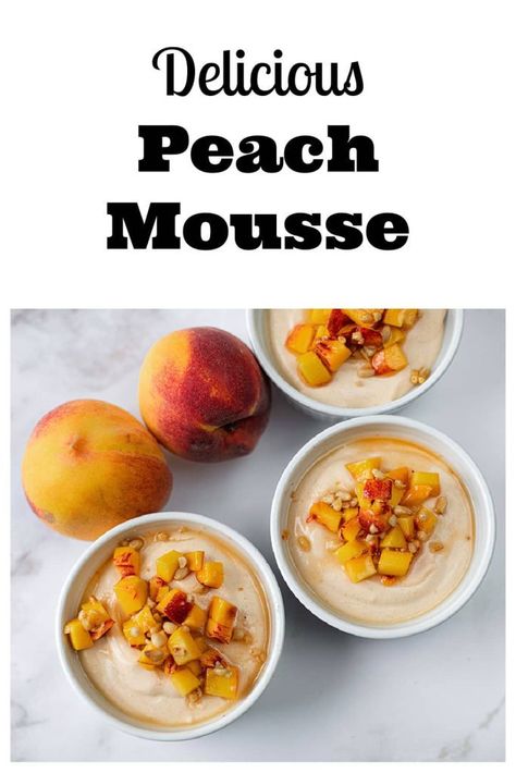 delicious peach mousse Peach Mousse, How To Peel Peaches, Amazing Desserts, Fresh Peaches, Delectable Desserts, Sweet Treats Recipes, Desserts For A Crowd, Treat Recipes, Mousse Recipes