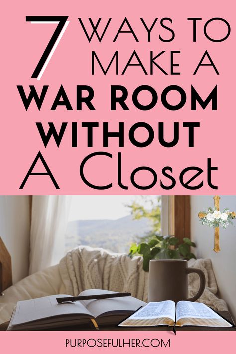 How To Make A War Room Without A Closet Purposeful Her Pinterest Pin Prayer Corner Ideas Bedrooms Christian, Closet Alternatives, Diy Prayer Board, Prayer Room Ideas, Prayer Strategies, Small Closet Space, Prayer Closet, Prayer Station, Christian Planner