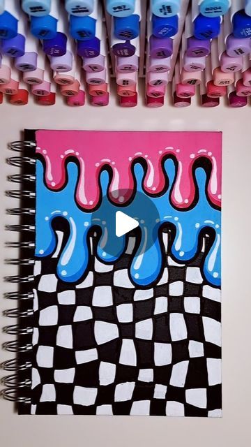 Pinoxart - Eline Suijten on Instagram: "Customized sketchbook cover! . . . #customize #painting #sketchbook #drawing #paintmarkers #markers #paint #colorful #artwork #artoftheday" Doodle Inspiration Sketchbooks, Sketbook Cover Ideas, Sketch Book Inspiration Creativity, Decorate Sketchbook Cover, Sketch Book Front Cover Ideas, Easy Sketch Book Ideas, Sketchbook Design Cover, Sketchbook Cover Ideas Paint, Painted Journal Covers