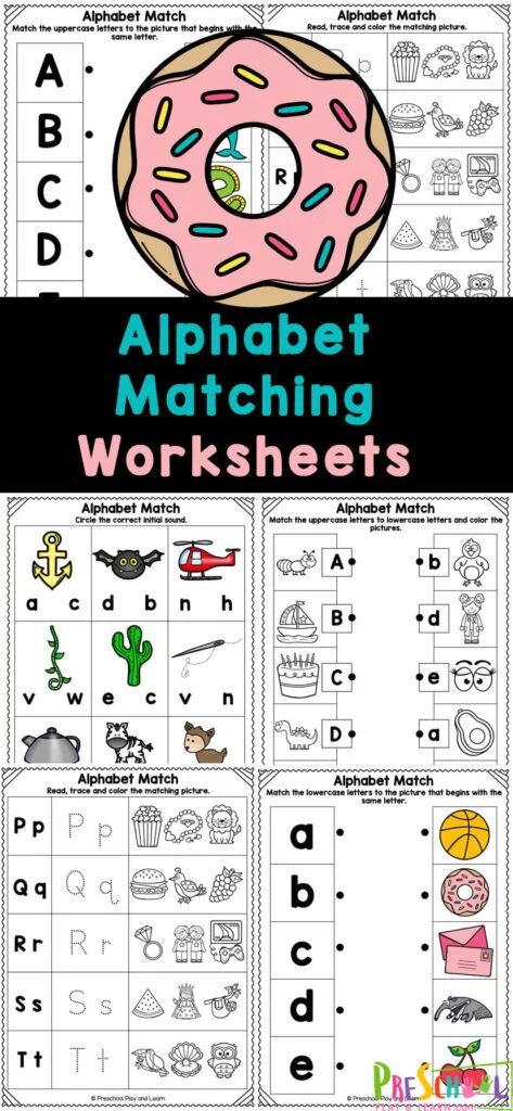 Letter Matching Worksheets | Free Homeschool Deals © Free Alphabet Worksheets, Letter Matching Worksheet, Preschool Alphabet Letters, Alphabet Chart Printable, Alphabet Letter Matching, Free Printable Alphabet Worksheets, Letter Matching Activities, Letter Recognition Worksheets, Letter Worksheets For Preschool