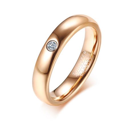 4mm Rose Gold With Cubic Zircon Stone Women's Tungsten Ring Colored Wedding Bands, Pre Engagement, Rose Gold Tungsten, Synthetic Diamond, Tungsten Wedding Rings, Wedding Promises, Band Jewelry, Zircon Ring, Band Engagement Ring