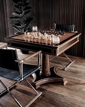 Luxury Game Room, Board Game Room, Chess Board Set, Nyc Loft, Gentleman's Club, Games Table, Chess Club, Board Game Table, Chess Table