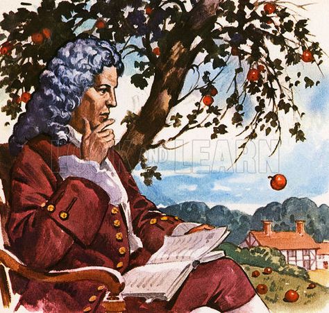 On this day 25th September, 1887, Sir Isaac Newton published his theories on gravitation Isaac Newton Illustration, Isaac Newton Art, Sir Isaac Newton, Chemistry Art, Apple Illustration, Scientific Revolution, Newtons Laws, Famous Scientist, Legends And Myths