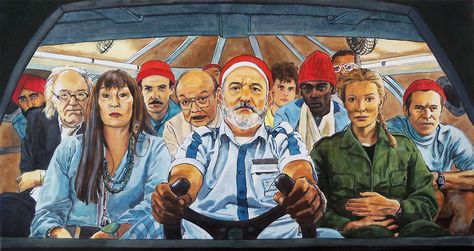 The Life Aquatic with Steve Zissou in ink and paint. Noah Taylor, Life Aquatic With Steve Zissou, Patricia Highsmith, The Life Aquatic, Michael Gambon, Steve Zissou, Wes Anderson Movies, Wes Anderson Films, Howard Hughes