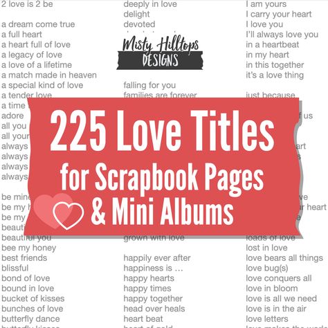 225 Love-Themed Scrapbook Title Ideas – Mistyhilltops Wedding Scrapbook Page Titles, Wedding Scrapbook Titles, Scrapbook Quotes For Couples, Title For Love Story, Title For Love Story Ideas, Love Book Title Ideas, Proposal Scrapbook Ideas, Engagement Scrapbook Ideas Layout, Photobook Title Ideas