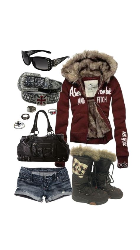 #y2k #outfit #fashion 2000s Fashion Winter, Winter Outfits Y2k, Y2k Winter Outfits, Mcbling Fashion, Trashy Outfits, 2000s Outfit, Winter Y2k, 2000s Outfits, Thrifted Outfits