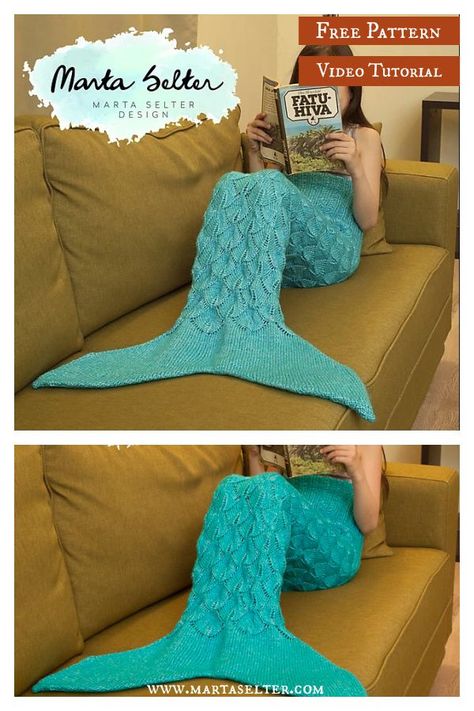 Children's Mermaid Tail Free Knitting Pattern and Video Tutorial Knit Mermaid Tail Pattern Free, Mermaid Tail Crochet Pattern, Knitted Mermaid Tail Pattern, Crochet Mermaid Tail Pattern Free, Free Mermaid Tails, Mermaid Tail Blanket Pattern, Knitted Mermaid Tail Blanket, Knotting Patterns, Knitted Mermaid Tail