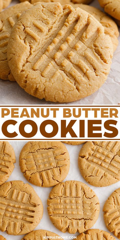 If you are looking for the best peanut butter cookie recipe, you can find it here. Soft, chewy, and so peanut buttery. #kippiahome #cookies Christmas Cookies Recipes Peanut Butter, Cookies With Kids Easy, Desserts With Ingredients On Hand, Peanut Cookies Recipes, Baked Gifts Ideas, Cookie Recipes Peanut Butter, Easy Cookies Recipes, Best Peanut Butter Cookie Recipe, Cupboard Recipes