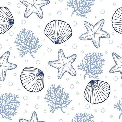 Sea Print Pattern, Beach Theme Illustration, Coral Print Pattern, Beach Pattern Design, Marine Background, Beach Patterns, Rh Decals, Beach Texture, Beach Themed Art