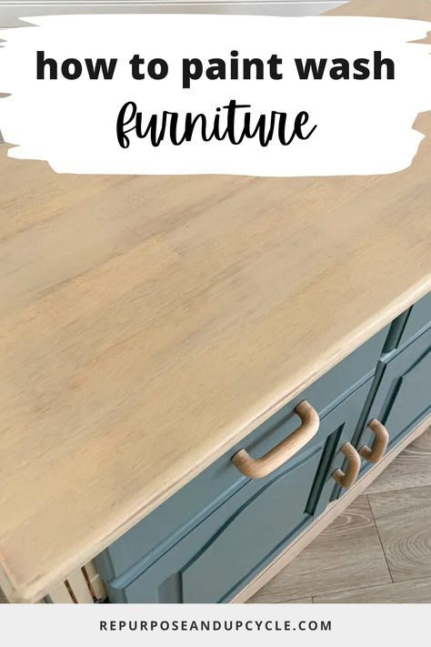 How To Whitewash Painted Furniture, Diy Grey Wash Furniture, Color Washing Wood, Colour Wash Furniture, Wood Wash Colors, Restraining Wood Furniture, How To Paint Wash Wood, Stain Washing Wood, Paint Washing Cabinets