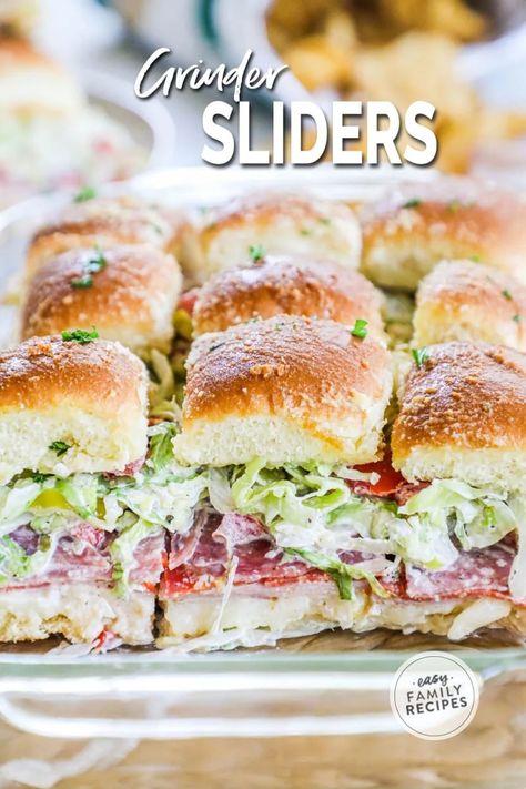 Essen, Paninis, Italian Grinder Sliders, Grinder Sliders, Italian Grinder, Sliders Recipes Hawaiian Rolls, Grinder Sandwich, Slider Sandwiches, Tasty Dinner