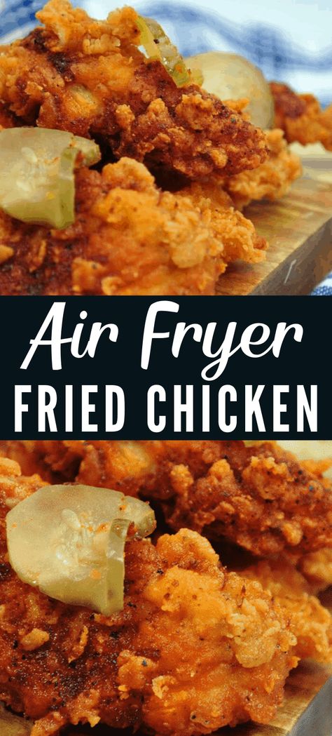 Fried Chicken In Airfryer, Air Fryer Fried Chicken No Buttermilk, Fried Chicken Airfryer, Flourless Fried Chicken, How To Make Fried Chicken In Air Fryer, Airfryer Chicken Breast Recipes, Air Fryer Chicken Breast Recipes, Ninja Oven, Airfryer Meals