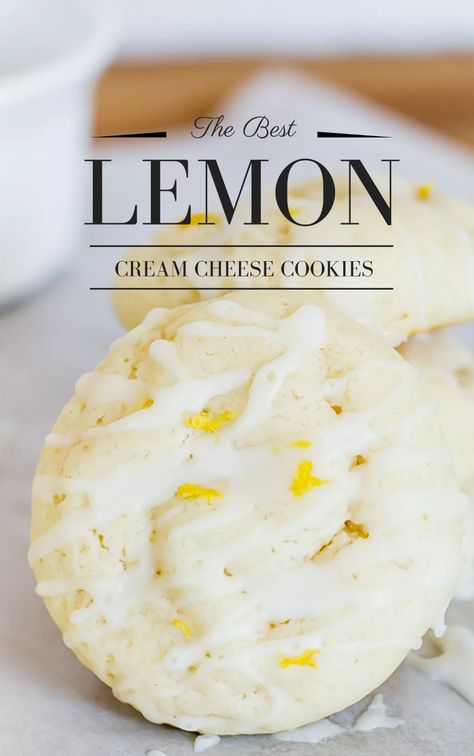 Zesty Lemon Cream Cheese Cookies 12 Tomatoes, Lemon Cream Cheese Cookies, Cheese Cookies Recipe, Cream Cheese Cookie Recipe, Lemon Cookie, Quick Cookies, Lemon Cream Cheese, Cream Cheese Desserts, Cream Cheese Cookies