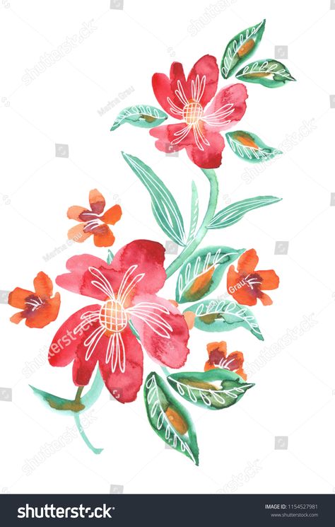 Summer Flowers Watercolor Hand Painted Illustration Stock Illustration 1154527981 | Shutterstock Flowers Allover, Flower Pic, Watercolor Flowers Pattern, Digital Flower, Painted Illustration, Shutter Stock, Watercolor Floral Pattern, Watercolor Floral Print, Flower Art Images