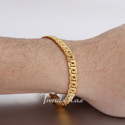 NEW ARRIVAL Yellow Gold Filled Bracelet@Trendsmax Braclete Jewelry Gold For Men, Braslate For Man, Men Gold Bracelet Design Indian, Mens Gold Bracelets Chains, Breslet Jewelry Gold For Man, Gold Braslate For Men, Bracelets For Men Gold Indian, Gold Bracelet For Men Design, Bracelet Designs For Men In Gold