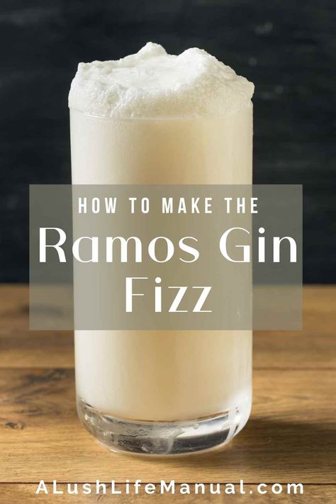 A New Orleans classic, the Ramos Gin Fizz was created by Henry Charles “Carl” Ramos at the Imperial Cabinet Saloon in 1888! Since then, it has become one of the city's enduring classics! Gin Fizz Recipe Egg Whites, Ramos Fizz Recipe, Ramos Gin Fizz Recipe, Slow Gin Fizz Recipes, Sloe Gin Fizz Recipe, Slow Gin Fizz, Cocktail Specials, Dear Alcohol, Interesting Cocktails