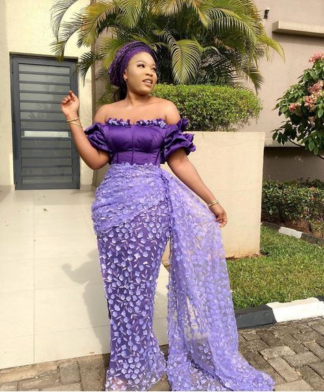 Asoebi Styles on Instagram: “Too pretty 💜🔥 @___esosa  Dress @nellic_couture” Style For Lace Material, Nigerian Lace Dress, Aso Ebi Dresses, Aso Ebi Lace Styles, Nigerian Lace Styles, Dress Engagement, African Lace Styles, Styles Dress, Dress Ankara