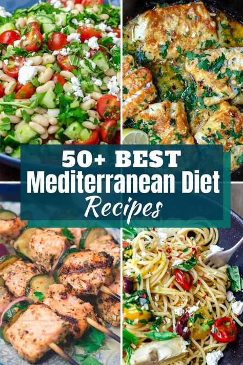 Ready to eat the world's healthiest and most delicious diet? This list of 50+ best Mediterranean diet recipes is your ticket! Plus expert tips to help you! Meditterean Diet Shopping List, Mediterranean Diet Recipes Without Tomatoes, Metteranian Diet Meals Dinner, Mediterranean Diet Taco Recipes, Meditterean Diet Dinner Recipes, Mediterranean Diet Antiinflammatory, Eating Well Mediterranean Diet Recipes, Modified Mediterranean Diet Recipes, Mediterranean Shopping List For Beginners