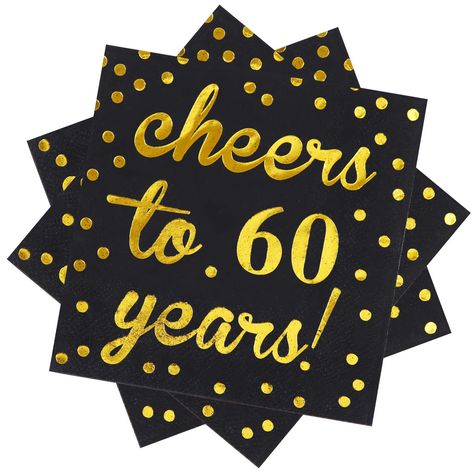 30th Birthday Napkins, Cheers To 60 Years, Vintage Calligraphy, 60th Birthday Party Decorations, 60th Birthday Decorations, Birthday Cocktails, Foil Number Balloons, 30th Birthday Decorations, Coffee Benefits