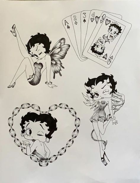 Betty Boop Tattoos, Betty Boop Art, Tattoo Portfolio, Cartoon Tattoos, Tattoo Flash Art, Six Feet Under, Dope Tattoos, Simplistic Tattoos, Tattoo Design Drawings