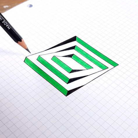 Optical Illusions Art Easy, Escher Stairs, Howard Lee, 3d Illusion Drawing, 3d Illusion Art, Illusion Drawing, Illusions Art, Optical Illusion Drawing, Graph Paper Designs