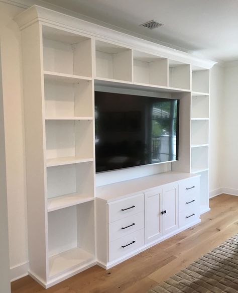 Custom Entertainment Units | Portland Closet Company Ikea Tv Wall Unit, Ikea Wardrobe Storage, Tv Kastenwanden, Ikea Algot, Besta Ikea, Ikea Built In, Ikea Tv, Closet Storage Systems, Ikea Expedit