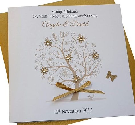 50th Anniversary Card, Golden Anniversary Cards, Golden Wedding Anniversary Card, 50th Anniversary Cards, Anniversary Cards For Wife, Gold Envelope, Gold Envelopes, Golden Wedding Anniversary, Golden Anniversary