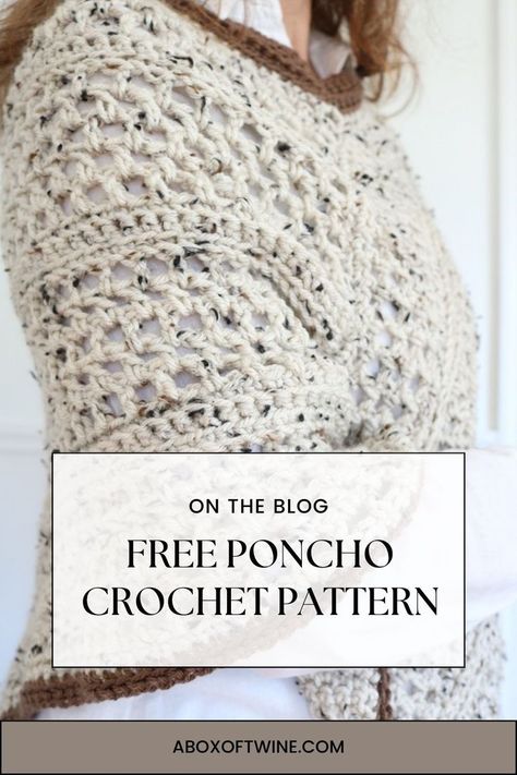 woman wearing crochet poncho Crochet Round Poncho, Free Crochet Poncho Patterns Woman, Poncho Crochet Pattern Free, Autumn Crochet Patterns, Crochet Poncho Free Pattern Woman, Diy Crochet Christmas, Christmas Gifts Easy, Crochet Poncho Patterns Easy, Crochet Cape Pattern