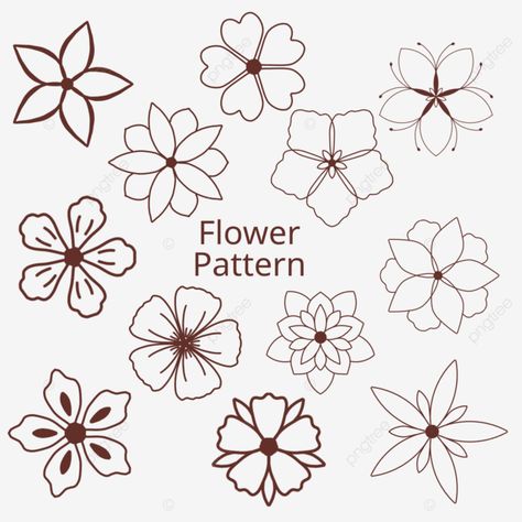 Single Flower Sketch, Five Petal Flower Drawing, 5 Petal Flower Drawing, Flower Pedals Drawings, How To Draw Petals, Flower Petals Drawing, Petals Drawing, Flower Motif Design, Doll Patterns Free Sewing