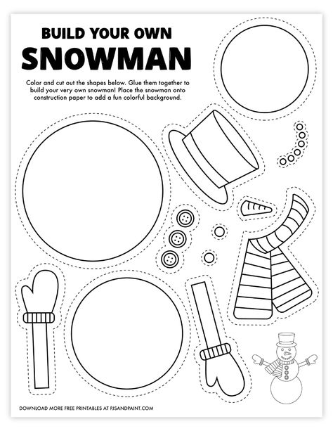 build your own snowman Funday Friday Activities, January Elementary Activities, Christmas Sheets For Kids, Build A Penguin Printable, Brownies Christmas, Winter Drawing, Free Printables For Kids, Snowman Coloring Pages, Friday Funday