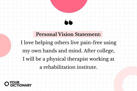 Personal Vision Statement | Examples and Guidance | YourDictionary Vision Statement Design, Personal Vision Statement, Vision Statement Examples, Mission Statements, Vision Statement, Swipe File, Words With Friends, Professional Writing, Type Of Writing