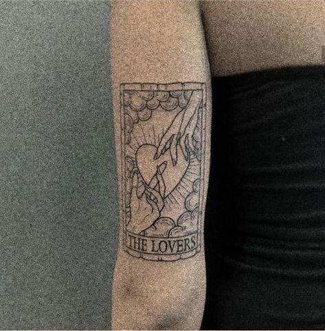 Tarot Tattoo Ideas, The Lovers Tarot Card Tattoo, Tarot Card Tattoo Design, Hunter Tattoo, Lovers Tarot Card, Tarot Tattoo, Tarot Card Tattoo, Card Tattoo Designs, The Lovers Tarot Card