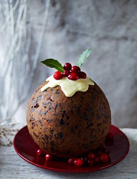 Cranberry gingerbread Christmas pudding with ginger sauce | Sainsbury's Magazine Cranberry Gingerbread, Xmas Pudding, Christmas Pudding Recipes, Pane Dolce, Ginger Cake, Plum Pudding, Ginger Sauce, Xmas Food, Mince Pies