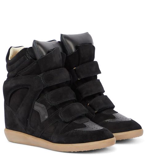 Bekett Leather And Suede Sneakers - Isabel Marant | Mytheresa Urban Icon, Isabel Marant Sneakers, Isabel Marant Shoes, Trainer Heels, Black Heels Wedges, Shoe Inspo, Black Wedge, Wedge Sneakers, Sneaker Heels