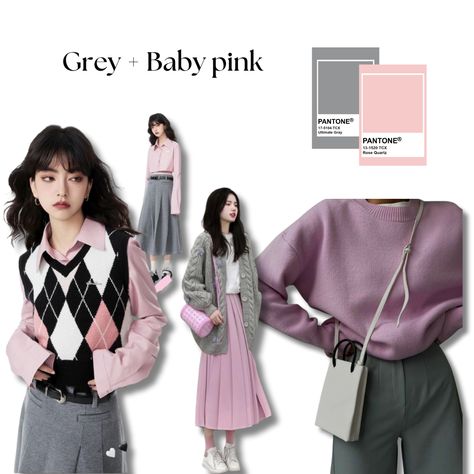 Colors Matching Grey, Gray Matching Colors Outfit, Mauve Outfit Ideas Color Combos, Grey Outfit Combination, Grey Combo Outfit, Good Color Combos For Outfits, Gray Combination Color Clothes, Grey Colour Combination Outfits, Grey Outfit Color Combos