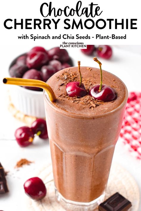 Black Forest Dessert, Forest Dessert, Cherry Smoothie Recipes, Cherry Smoothie, Plant Kitchen, Chocolate Granola, Yummy Smoothie Recipes, Chocolate Smoothie, Frozen Cherries