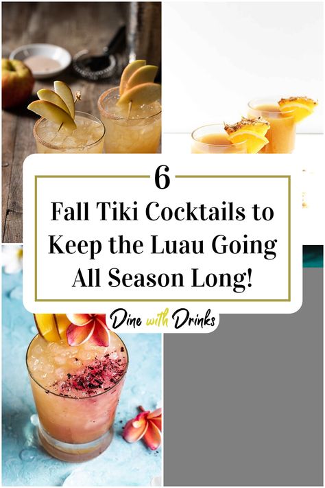 Collage of 4 fall tiki cocktails. Fall Tiki Cocktail, Tropical Thanksgiving, Cocktail Inspiration, Tiki Cocktail, Tropical Adventure, Cocktail Drinks Alcoholic, Thanksgiving Cocktails, Spiced Apple Cider, Get Ready For Fall