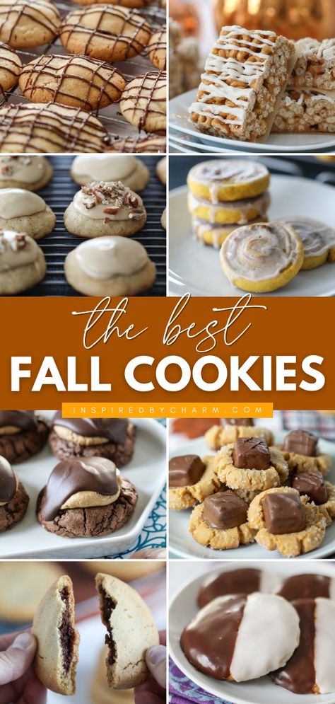 More fall baking ideas to look forward to! Everyone will love these simple desserts. In the flavors of pumpkin, apple, caramel, and more, these are the BEST fall cookies ever! Try these easy cookie recipes! Dessert Recipes Fall Easy, Best Easiest Desserts, Dessert Everyone Loves, Autumnal Baking Recipes, Apple Bake Sale Ideas, October Cookie Ideas, Baked Goods To Take To Work, Non Pumpkin Fall Desserts, Fall Crumbl Cookie Recipes