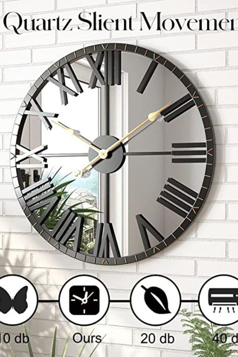 Kitchen Clocks Wall Ideas, Large Wall Clocks Living Room, Ticking Clock, Room Decor Kitchen, Big Wall Clocks, Clock For Living Room, Wall Clocks Living Room, Kitchen Clocks, Modern Mirror Wall