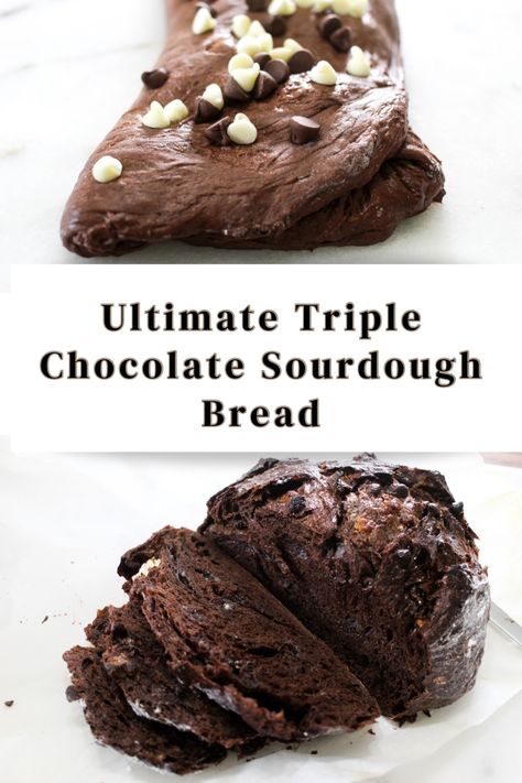 How to Make Triple Chocolate Sourdough Bread - Sourdough Bread Pictures, Double Chocolate Sourdough Bread, Chocolate Chip Sourdough Bread, Sourdough Chocolate Bread, Nutella Sourdough Bread, Flavored Sourdough Bread Recipes, Sourdough Bread Flavors, Chocolate Sourdough Bread Recipe, Sourdough Treats