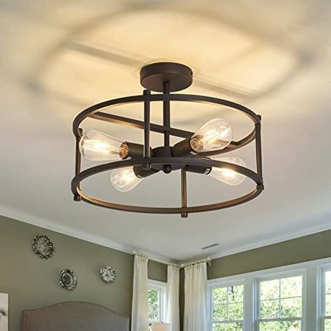 Amazon.com: FGSADI Industrial Semi Flush Mount Ceiling Light ,4 Light Rustic Metal Ceiling Light Fixture,Black Farmhouse Chandelier for Kitchen Island Dining Room Hallway Entryway Bedroom Living Room. : Everything Else Rustic Ceiling Light Fixtures, Black Farmhouse Chandelier, Metal Ceiling Lighting, Industrial Ceiling Lights, Black Light Fixture, Flushmount Ceiling Lights, Farmhouse Chandelier, Kitchen Lighting Fixtures, Metal Ceiling